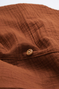 Salopeta de vara cu pantaloni lungi din muselina, BabyCosy, 100%bumbac, caramiziu