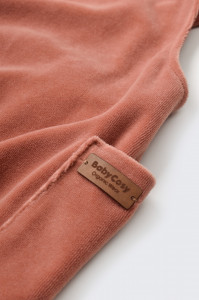 Salopeta Velvet cu bretele din 80%bumbac organic si 20% poliester - Caramiziu, BabyCosy - Img 4