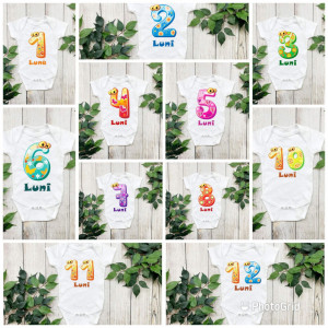 Set 12 body-uri cu lunile bebelusului Drool - Img 2