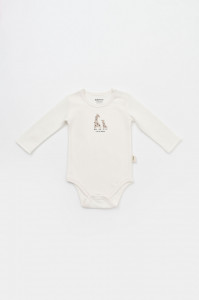 Set 2 body-uri cu maneca lunga bebe unisex  Girafa, Baby Cosy, 100% bumbac organic