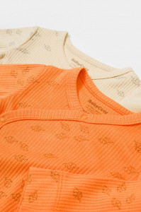 Set 2 body-uri petrecute Printed, BabyCosy, 50% modal+50% bumbac, Stone/Apricot