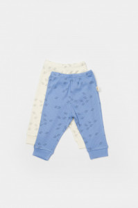 Set 2 pantalonasi Printed, BabyCosy, 50% modal+50% bumbac, Ecru/Lavanda