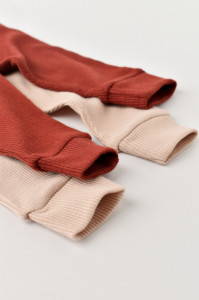 Set 2 pantaloni bebe unisex din bumbac organic si modal - Caramiziu/Somon, BabyCosy - Img 3