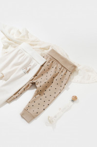 Set 2 pantaloni bebe unisex Girafa, Baby Cosy, 100% bumbac organic