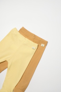 Set 2 pantaloni Bamboo, galben, BabyCosy, 50%bumbac+50% bambus