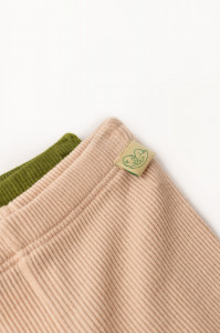 Set 2 pantaloni cu botosei bebe unisex din bumbac organic si modal - Verde/Blush, BabyCosy - Img 2