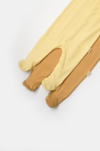 Set 2 salopete lungi Bamboo, galben, BabyCosy, 50%bumbac+50% bambus