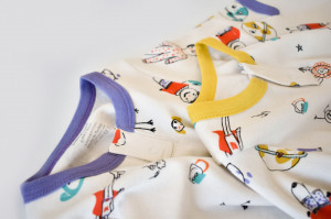 Set 2 salopetele cu maneca lunga si pantaloni lungi - 100%bumbac organic - Galben si Mov, BabyCosy - Img 4