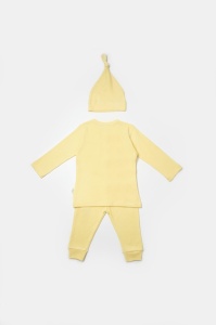 Set 3 piese:bluza, pantaloni si caciulita Bamboo, galben, BabyCosy, 50% bumbac+50%bambus