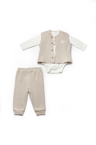 Set 3 piese: body, pantaloni si vestuta TeddyBear, BabyCosy, 100% bumbac