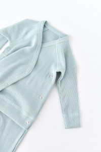 Set 4 piese: bluza, pantaloni, caciulita si manusi din bumbac organic si modal - Mint, BabyCosy - Img 9