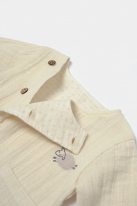 Set bluza cu nasturi si pantaloni , Winter muselin, 100% bumbac - Stone, BabyCosy