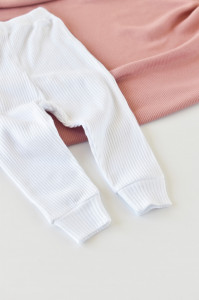 Set bluzita cu maneca lunga si pantaloni lungi din bumbac organic si modal - Alb BabyCosy - Img 5