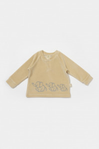 Set bluzita si pantaloni Elefant, 80%bumbac organic si 20% poliester - Stone, BabyCosy