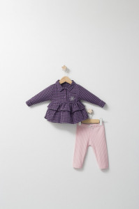 Set cu pantalonasi si camasuta in carouri pentru bebelusi Ballon, Tongs baby