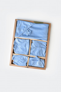 Set de 10 piese pentru nou nascut - 100% bumbac organic - Bleu, BabyCosy - Img 4
