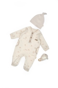 Set salopeta cu caciulita, Lamb, BabyCosy, 100% bumbac organic