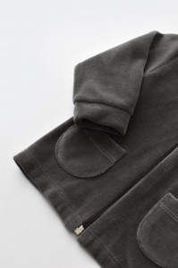 Set Ursulet cu bluzita cu fermoar si gluga si pantaloni lungi din 80%bumbac organic si 20% poliester - Antracit, BabyCosy - Img 6