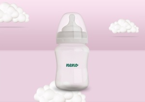 Biberon Neno 150 ml cu tetina silicon, anti-colici, debit lent - Img 1