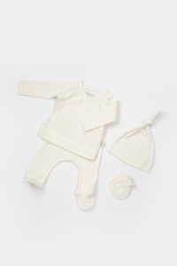 Cutie 4 piese pentru nou nascut - 100% bumbac organic - Ecru, BabyCosy