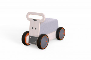 Masinuta ride-on, premergator si carucior de jucarii MamaToyz DriveMe Soft, Vacuta - Jucarie din lemn 3 in 1 - Img 2