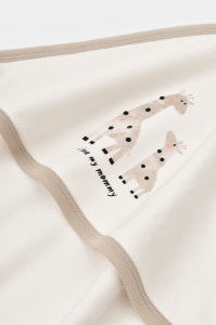 Paturica din bumbac organic Girafa, BabyCosy, Ecru, 85X85 cm