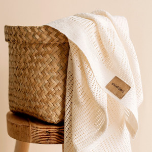 Paturica nou nascut Skiddou Lindi, 100% bumbac, Crem, 75x100cm - Img 3