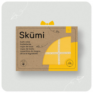 Prosop nou nascut Skiddou Skumi, 100% bumbac, cu gluga cu urechiuse, Galben, 100x100cm - Img 8