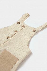 Salopeta cu bretele si buzunar, 100% bumbac - Stone, BabyCosy