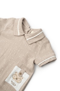 Salopeta cu guler TeddyBear, BabyCosy, 100% bumbac organic