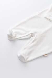 Salopeta Curcubeu cu maneca lunga si botosei din 80%bumbac organic si 20% poliester - Ecru, BabyCosy - Img 5