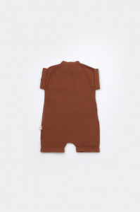 Salopeta de vara din muselina, BabyCosy, 100% bumbac organic, caramiziu