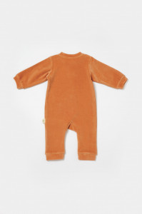 Salopeta Elefant cu maneca lunga din 80%bumbac organic si 20% poliester - Caramiziu, BabyCosy
