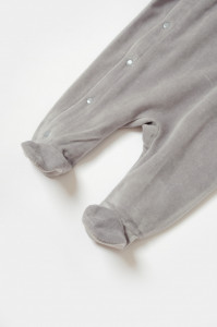 Salopeta Elefant cu maneca lunga si botosei din 80%bumbac organic si 20% poliester - Gri, BabyCosy