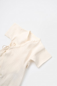Salopeta petrecuta din muselina, BabyCosy, 100% bumbac organic, Ecru