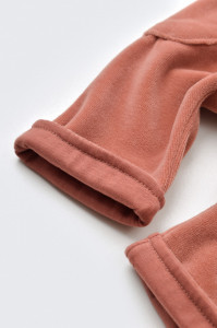 Salopeta Velvet cu bretele din 80%bumbac organic si 20% poliester - Caramiziu, BabyCosy - Img 5