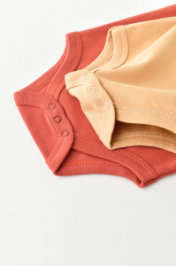 Set 2 body-uri cu maneca lunga bebe unisex -100% bumbac organic - Mustar/Scortisoara, BabyCosy - Img 5