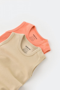 Set 2 body-uri fara maneci bebe unisex -100% bumbac organic - Roz/Crem, BabyCosy - Img 3