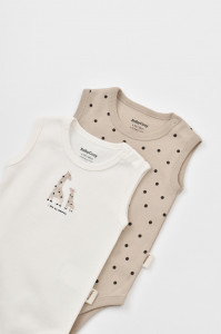 Set 2 body-uri fara maneci bebe unisex  Girafa, Baby Cosy, 100% bumbac organic