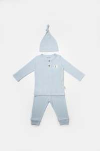 Set 3 piese:bluza, pantaloni si caciulita Bamboo, bleu, BabyCosy, 50% bumbac+50%bambus