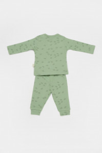 Set 3 piese:bluza, pantaloni si caciulita Printed, BabyCosy, 50% modal+50% bumbac, Verde