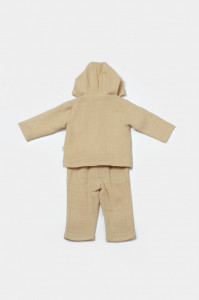Set bluza cu gluga si pantaloni, Winter muselin, 100% bumbac - Apricot, BabyCosy