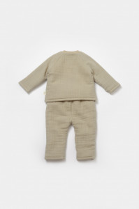Set bluza dublata si pantaloni, Winter muselin, 100% bumbac - Verde, BabyCosy