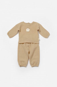 Set bluza si pantaloni, Winter muselin, 100% bumbac - Apricot, BabyCosy