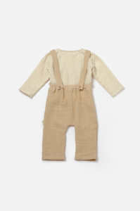 Set bluza si salopeta, Winter muselin, 100% bumbac - Apricot, BabyCosy