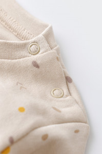 Set bluzita cu maneca lunga si pantaloni lungi - bumbac organic 100% - Crem cu buline, BabyCosy - Img 4