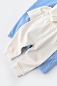Set bluzita cu maneca lunga si pantaloni lungi - bumbac organic 100% - Ecru, BabyCosy - Img 3