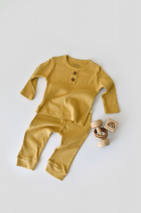 Set bluzita cu maneca lunga si pantaloni lungi din bumbac organic si modal - Sofran BabyCosy - Img 5