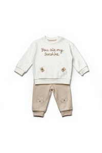 Set bluzita si pantaloni TeddyBear, 100%bumbac organic, BabyCosy