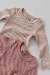Set de 2 body-uri cu maneca lunga din bumbac organic si modal - Roz/Blush BabyCosy - Img 4